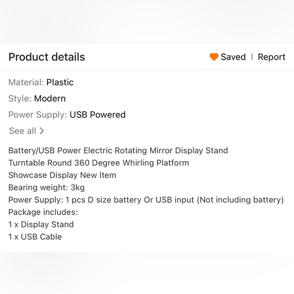 (NIB) Motorized 360° Rotating Display Stand, Black or White - Picture 14 of 14